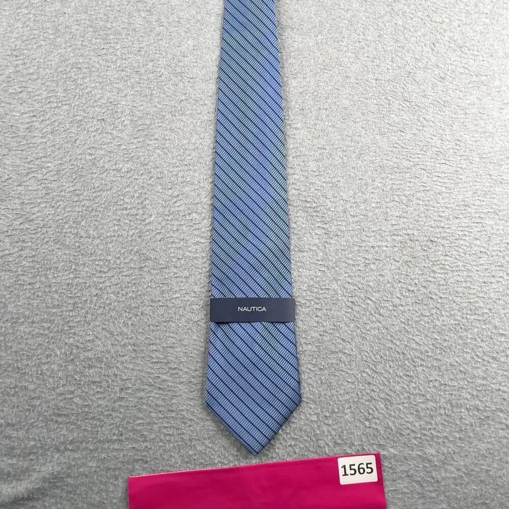 Nautica Silk Necktie Blue Diagonal Striped New Tie